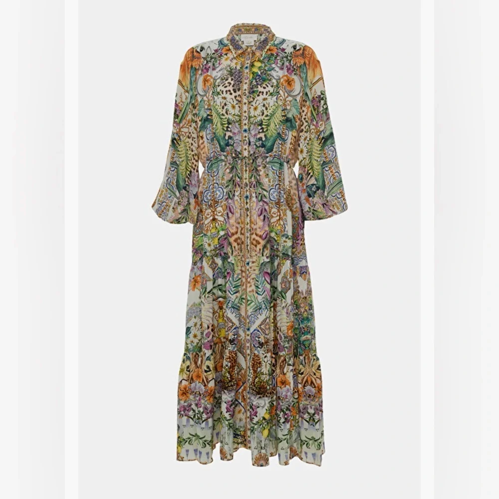 Beulah Multicolor Botanical & Animal Print Maxi Dress - Picture 1 of 8
